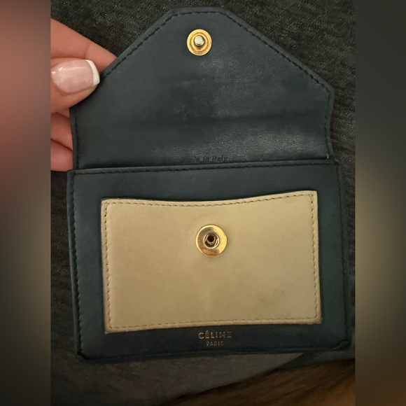 Céline authentic wallet Blue, Beige and Black leather card case - Picture 6 of 9